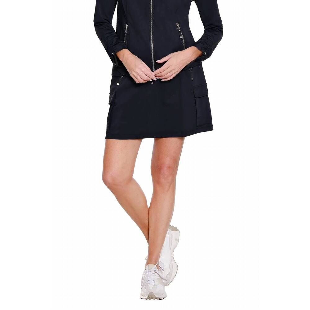 NEW MULTIPLES drawstring pull-on jersey knit skort in black